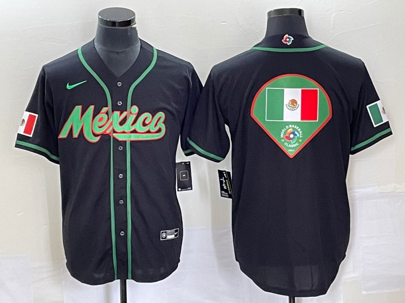 Men's Mexico Baseball 2023 Black World Baseball Classic Team Big Logo Stitched Jersey